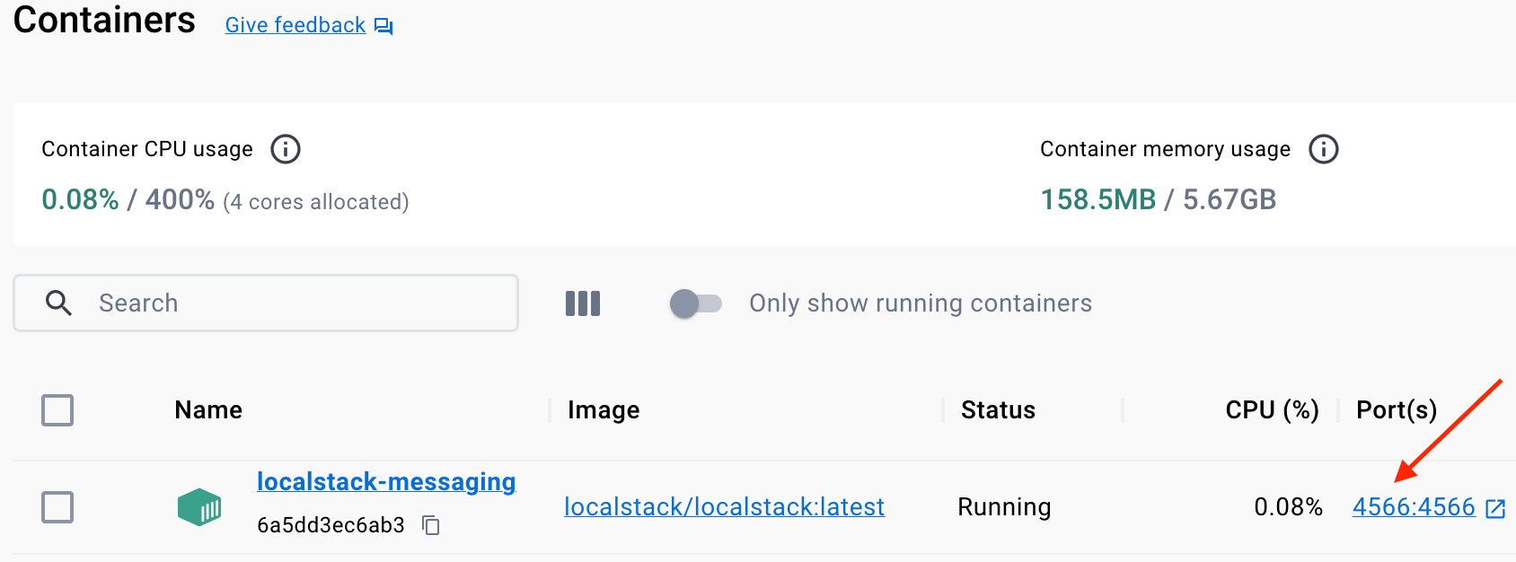 Localstack Docker container