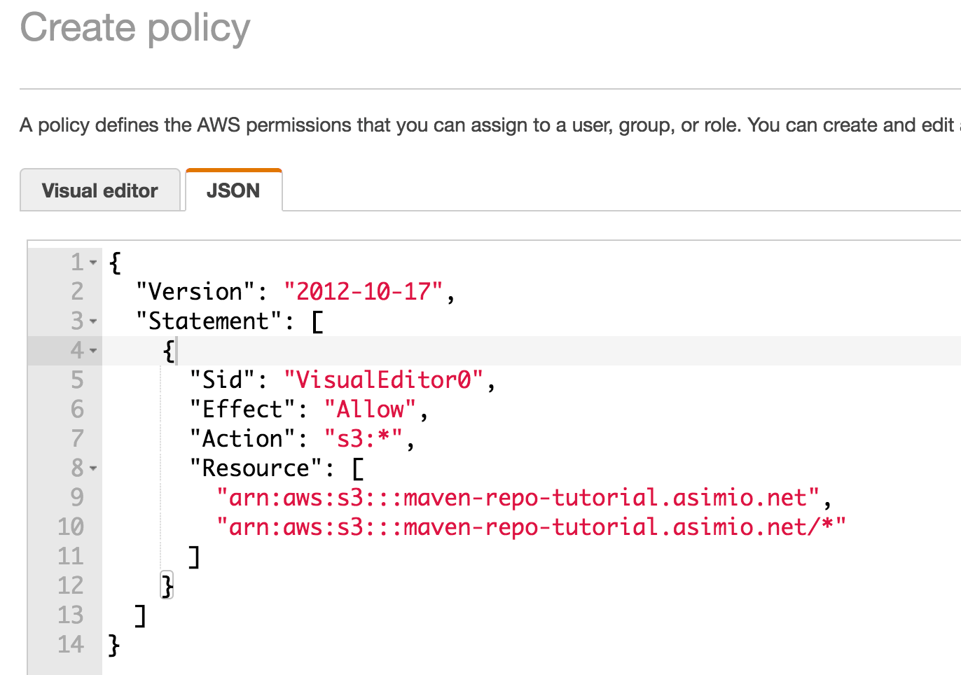 AWS IAM Policy - JSON